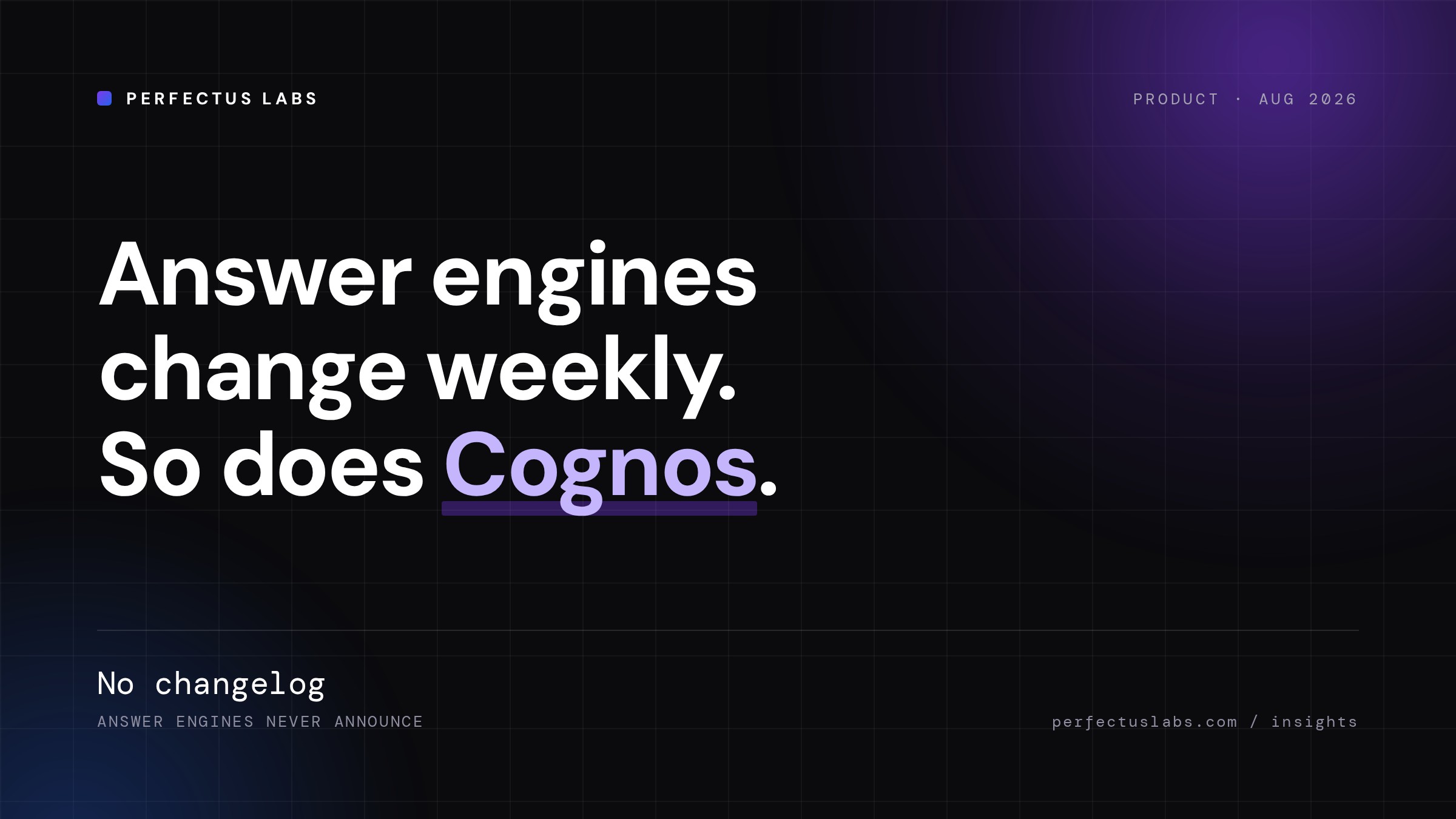 Inside Cognos: optimizing for answer engines that never publish a changelog, cover image